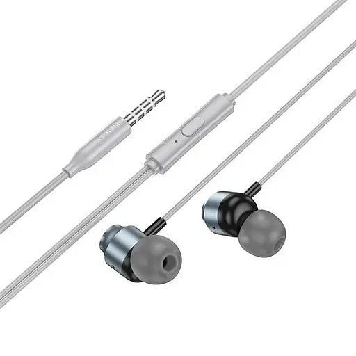 Дротові навушники Hoco M122 Power metal універсальні earphones with microphone, 3.5mm, 1.2m, metal-grey - фото 3