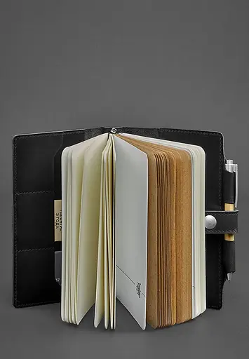 Шкіряний блокнот (Софт-бук) 4.0 чорний Crazy Horse - фото 4