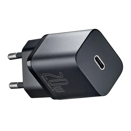 Мережевий зарядний пристрій Baseus Super Si Quick Charger 1C 20W EU Чорний - фото 1