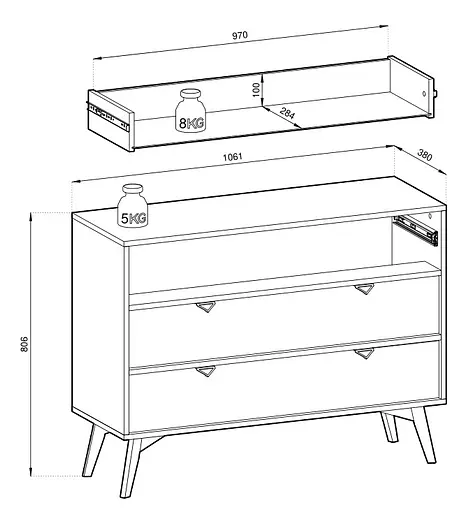 Комод Perfect Home Форест / Forest KSZ106 з 3 шухлядами Беж пісочний/ялиця сканді (PFH-091481) - фото 3