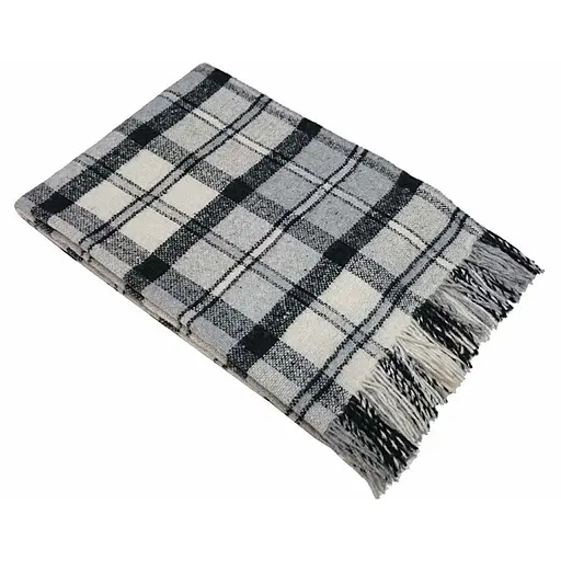 Плед вовняний Vladi 140x200 Палермо біло-сірий-темно-сірий - фото 1