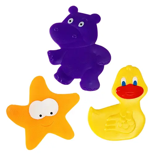 Набор ковриков для купания "Уточка, звезда, бегемот" Mega Zayka MGZ-0902-1 на присосках - фото 1