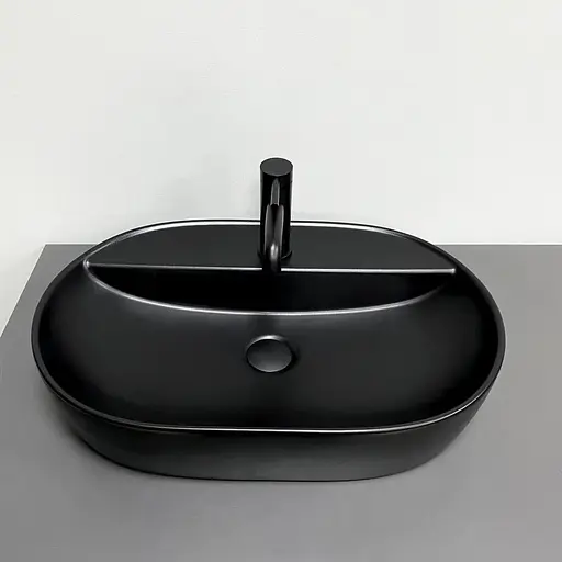 Умивальник VBI Terni чорний матовий накладний VBI-011803, Чорний матовий - фото 1