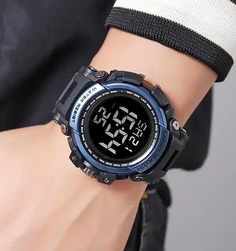 Годинник чоловічий наручний спортивний Skmei 2422 (Чорний з синім) - фото 7