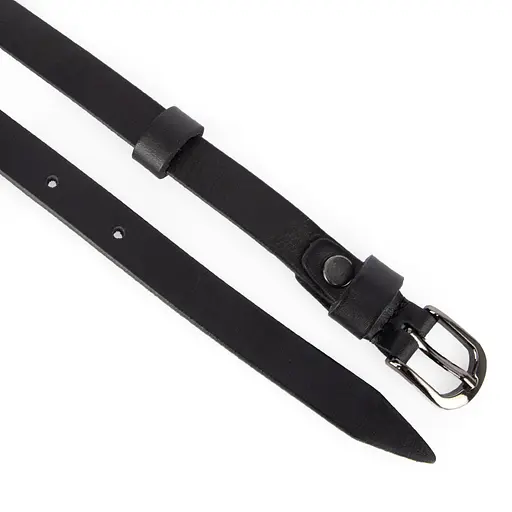 Ремінь шкіряний жіночий вузький чорний SF-1535 (120 см) - фото 4