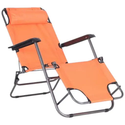 Шезлонг складаний Art Metal Furniture Круїз чорний/оранж (545752) - фото 1