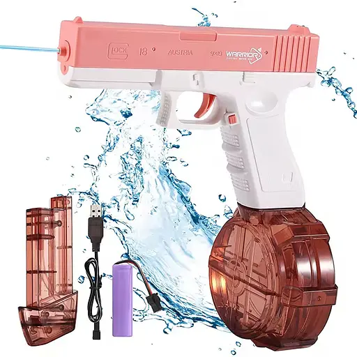Водяний акумуляторний пістолет Glock Water Gun (250ml) with lithium battery Pink - фото 2