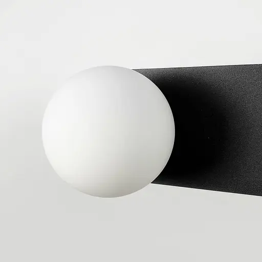 Чорне бра з білим плафоном та спотом на 2 вимикачі 40х8 см Line F Арт. B91/2 BK - фото 5