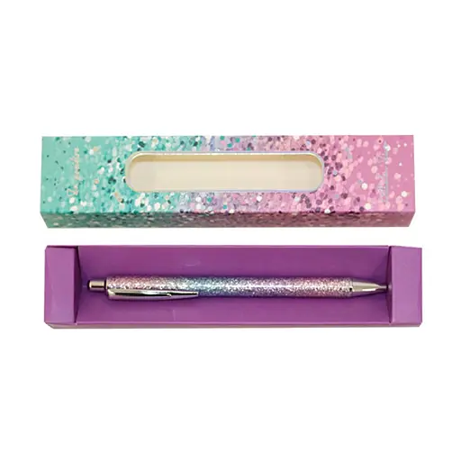 Ручка шариковая кнопочная, с глиттером, градиентная, WB166
