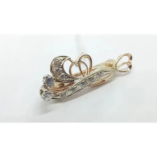 Золота брошка з фіанітами Гаразд. 358424 - фото 2