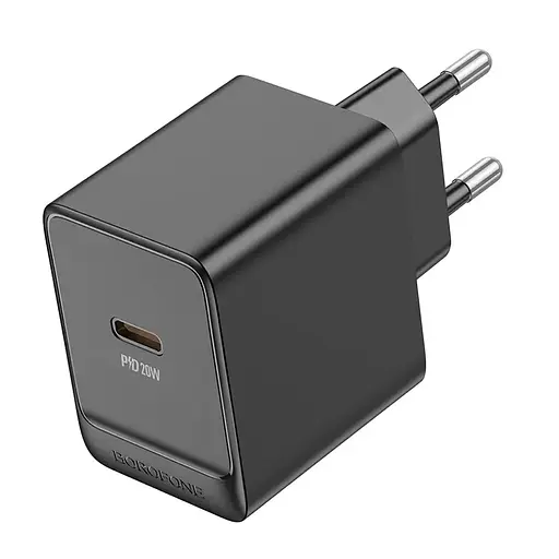 Мережевий зарядний пристрій Borofone BAS13A Erudite single port PD20W charger(EU) чорний - фото 1