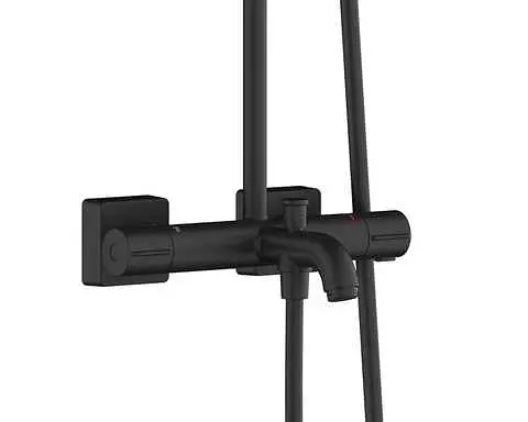 Душова система Hansgrohe Vernis Shape Showerpipe 240 1jet з термостатом Matt Black 26900670, Чорний матовий - фото 2