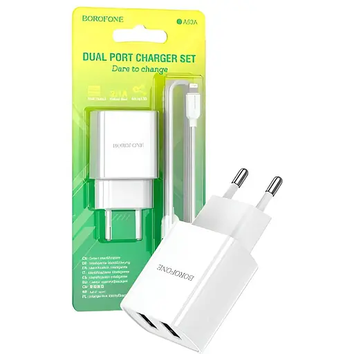 Зарядное устройство Borofone BA53A 2 x USB 2.1 A Lightning