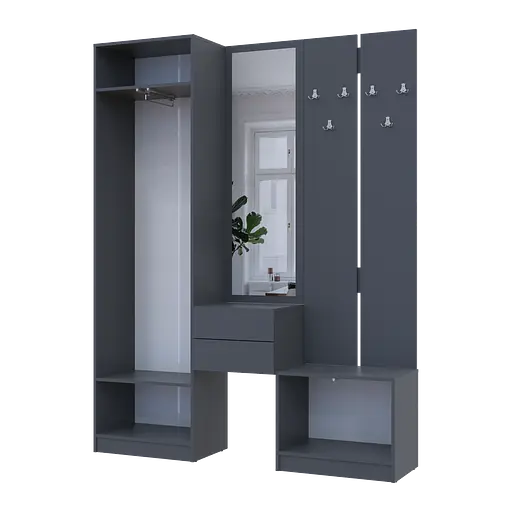 Передпокій Doros Сола Графіт/Сірий ДСП / дзеркало 165х40х215 (42005146) - фото 5