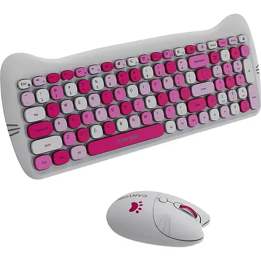 Комплект (клавиатура и мышь) CANYON HSET-W6 EN Kitty Edition AAA+АА Wireless Pink - фото 3