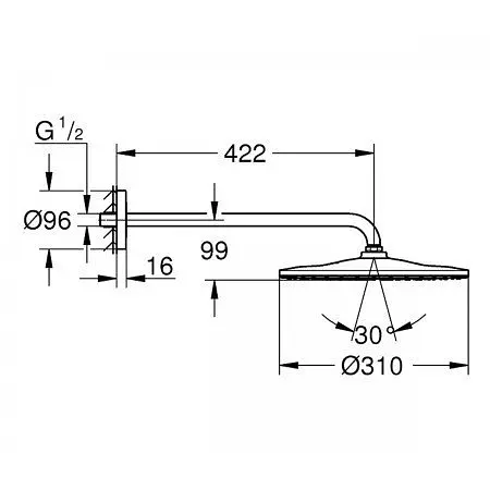 Верхній душ Grohe RAINSHOWER 26557000, Хром - фото 2