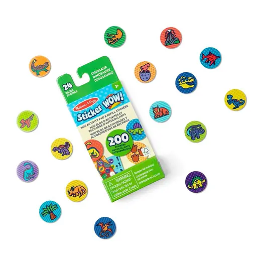 Набор из мини-блокнота и запасных наклеек для штампа Melissa & Doug Sticker WOW Динозавры (SM93208/6075136) - фото 2