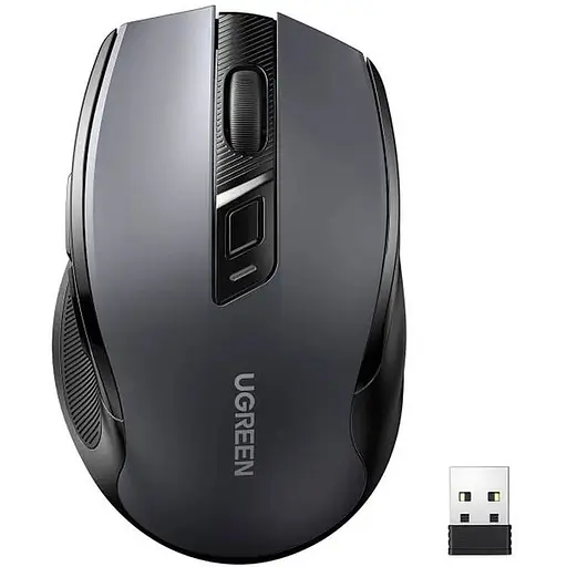 Мишка Ugreen 2.4GHz MU006, бездротова, 4000dpi., 4кн.,Silence Design, Чорна