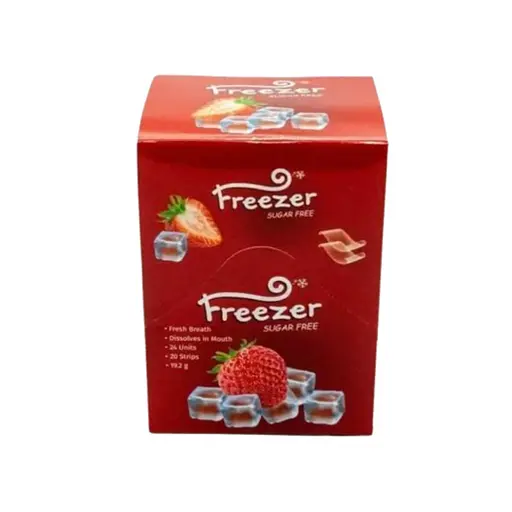 Смужки Freezer полунична насолода, для свіжого подиху,  у наборі 24 коробочки по 20 смужок-аркушів у кожній
