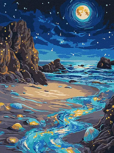 Набір для розпису по номерах Сяючий берег з фарбами металік extra, Ideyka, 30x40 см, КНО6387