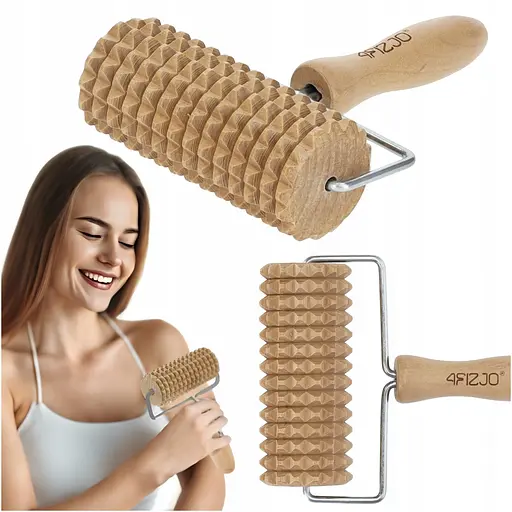 Массажный ролик для тела 4FIZJO ручной, деревянный 4FJ0646 (P-5905973400251) - фото 1