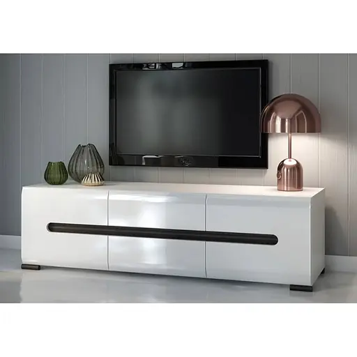 Тумба під телевізор ВМК (БРВ) Ацтека RTV2D2S/4/15 N Білий + Білий глянець (GRB-1951) - фото 2