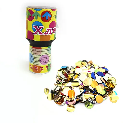 Хлопавка-граната пневматична Праздник, 15 см, фольга-кружки