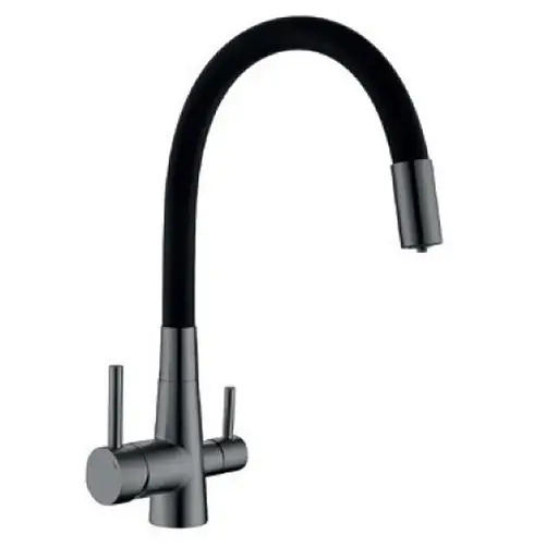 Змішувач для кухні на дві води з гнучким виливом Mixxus SUS-021 graphite MI6215 Графит - фото 1