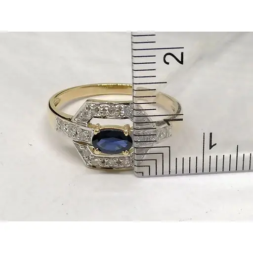 Золоте кільце Центрумикс трейд з діамантами і сапфіром. Артикул RS588K 19,5 - фото 4