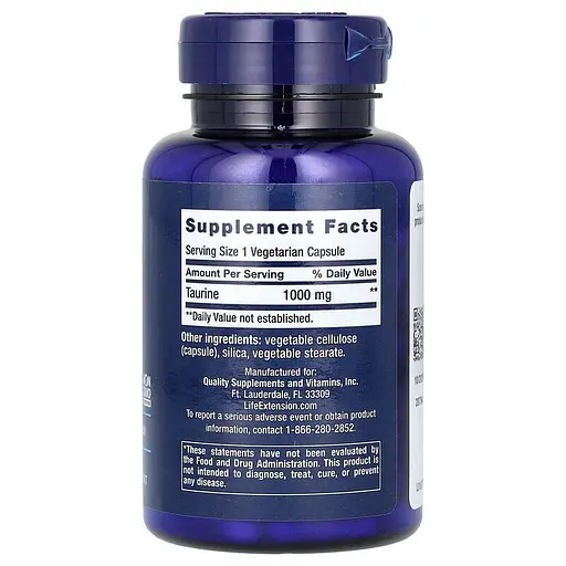 Таурін Life Extension Taurine 1000 mg 90 вегакапсул - фото 2