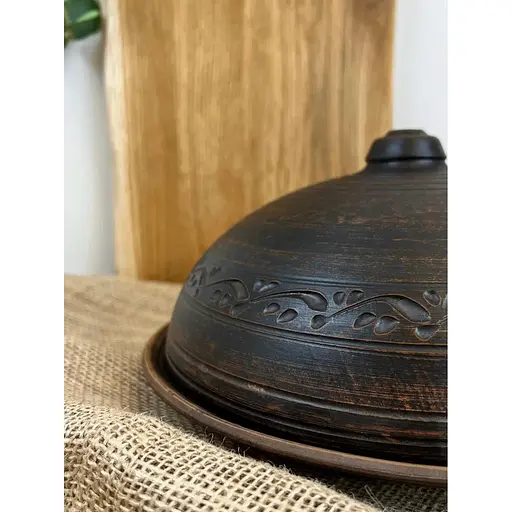 Тарілка для млинців керамічна (глиняна) різьблена Декор 3 л  - фото 5