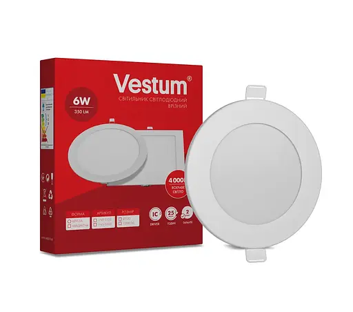 Круглый светодиодный светильник Vestum врезной 6W 4000K 220V 1-VS-5102 - фото 2