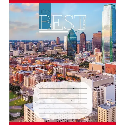 Зошит загальний "Захід сонця у місті" Leader 096-630190K-4 в клітинку, 96 аркушів - фото 1