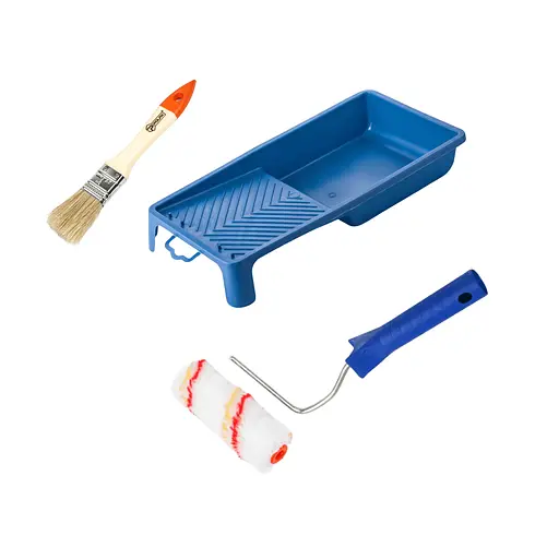 Валик "Роял" 100х15 мм з ручкою, ванночка та пензлик "Стандарт" Polax (770-268) - фото 1