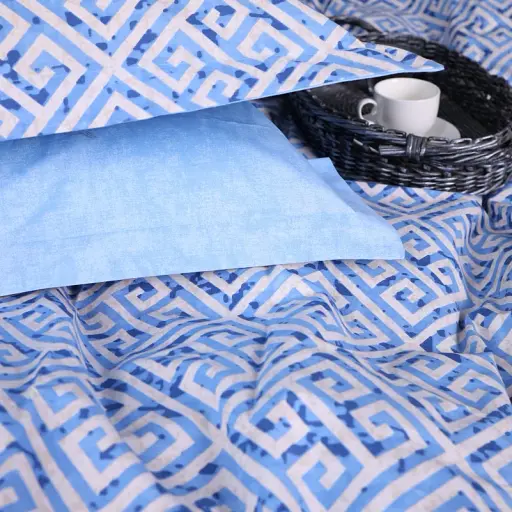 Простирадло на гумці MirSon Поплін 00-5 Geometry Blue 150х190 см блакитне (2200009704383) - фото 7