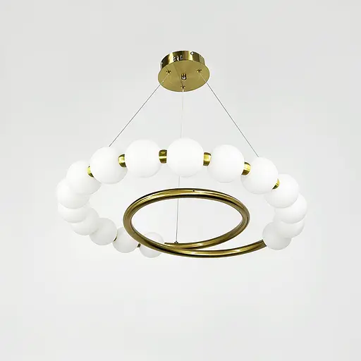 Подвесная латунная люстра с белыми шариками Ø 60 см | Ст. F 603-600 AB | Line F - фото 1