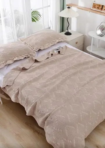 Набір вафельне покривало + 2 наволочки 200x230 см - комплект у подарунковій сумці Персиковий - фото 1