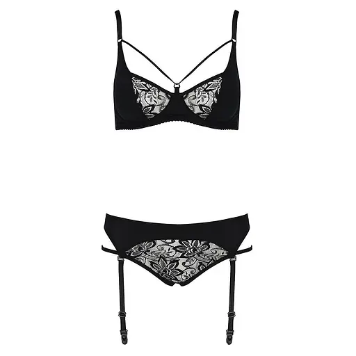 Комплект белья Passion PAULINE Set black: стрэпы: лиф L/XL - фото 5