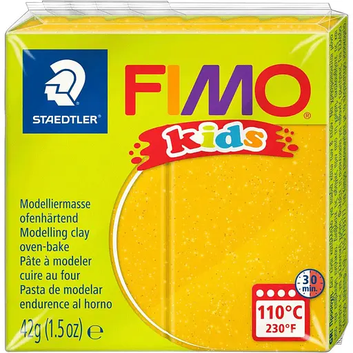 Пластика Fimo kids Золото с блестками 42 г   - фото 1