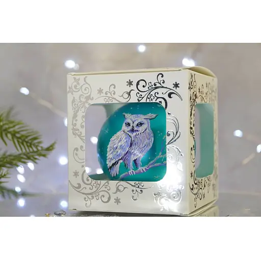 Ялинкова прикраса Санта Шоп Білосніжна сова скло (4820001112481) - фото 4