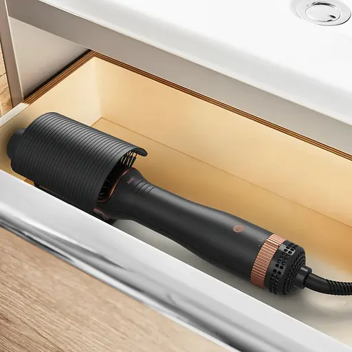 Фен Rowenta-щетка Reverso Dry&Brush 2в1, 1200Вт, 3 режима, ионизация, холодный обдув, насадок-2, керамика, черный-золотистый - фото 6