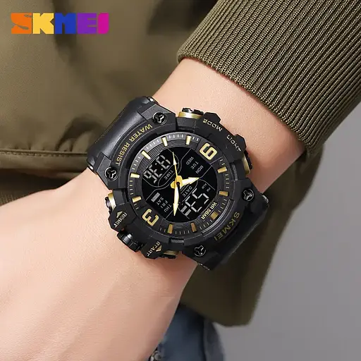 Годинник чоловічий наручний спортивний Skmei 2222 (Чорний із золотом) - фото 6