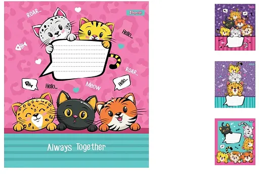 Зошити учнівські 12 аркушів лінія. 1В Cute kittens, 25 шт. в упаковці