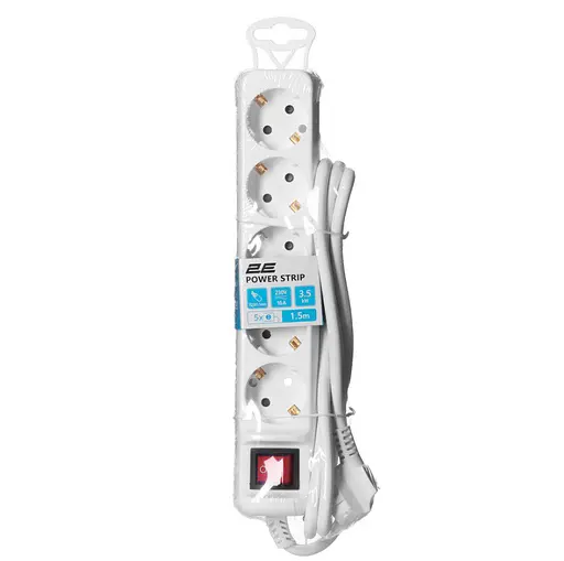 Мережевий фільтр-подовжувач 2E U-05E-SM1.5 1.5 м, 5xТипF, 16A - фото 2