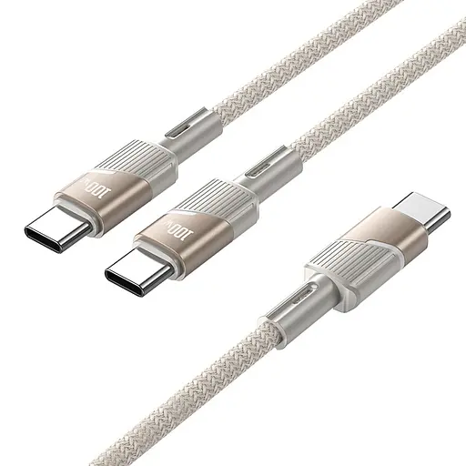 Дата кабель Hoco U139 Type-C to Type-C/Type-C 100W (1.2m) Gold - фото 3