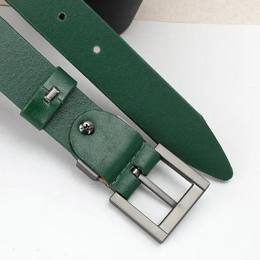 Ремінь жіночий шкіряний JK-3023 під джинси зелений (115 см) - фото 5