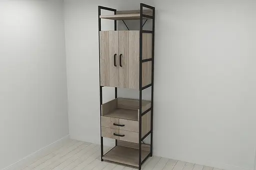 Шкаф Гардероб Уни секция 5 серии Конект Ferrum-decor 220x60x50см Черный металл ДСП Дуб Сонома Трюфель 32 мм (FRD-104514) - фото 6