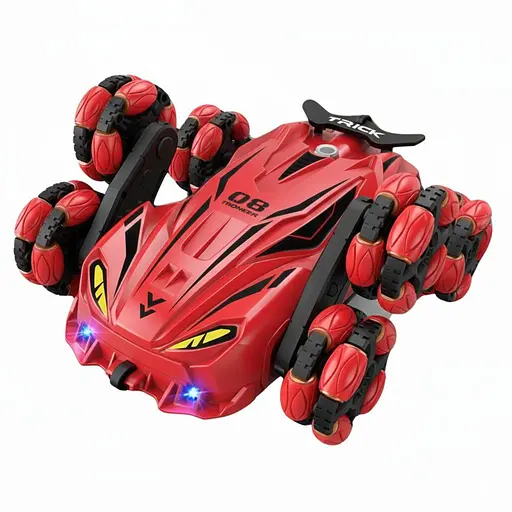 Радиоуправляемая трюковая машина-вездеход JD 155-13 A-03, с парогенератором и подсветкой, аккумулятор 3.7V, пульт 2.4GHz, красная