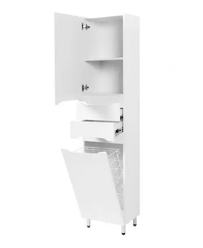 Пенал підлоговий для ванної Альба з кошиком лівий 40 см Білий 30412 - фото 3