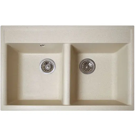 Гранітна кухонна мийка Romzha Valuri 78-2D Avena (501) з двома чашами - фото 1